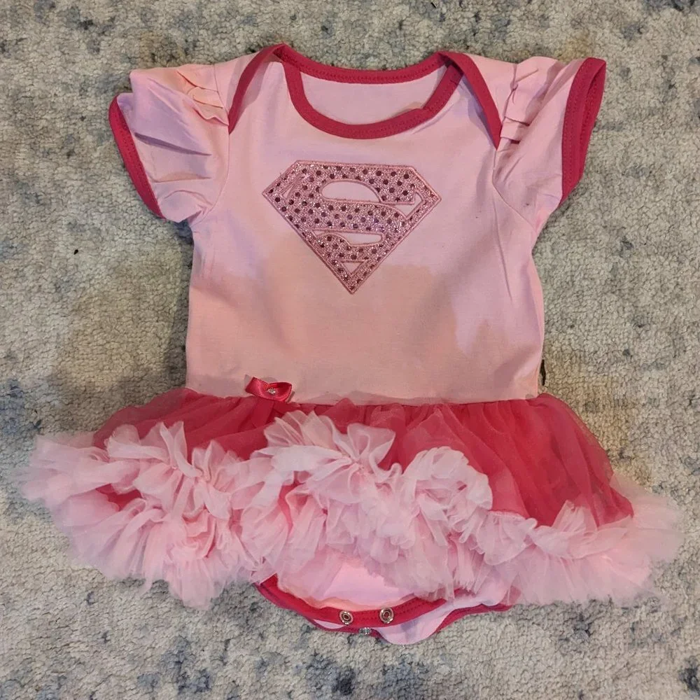 Baby Girls Pink Superman Halloween Costume Tutu Dress 12-18M NEW